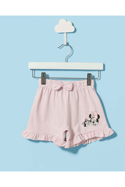 REDTAG Infant Girls Lilac Minnie Mouse Print Shorts