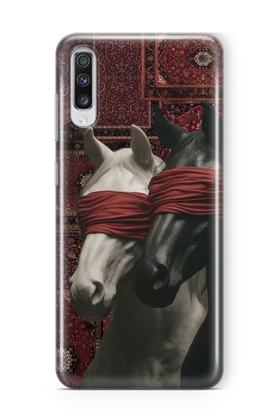 FLAMENKO Samsung Galaxy A70 Compatible Transparent Phone Case with Carpet Bac...