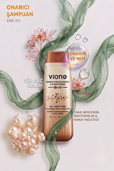 Onarıcı Bakım Şampuanı & Saç Kremi ( Provitamin B5 & Cotton Oil ) 600 ML