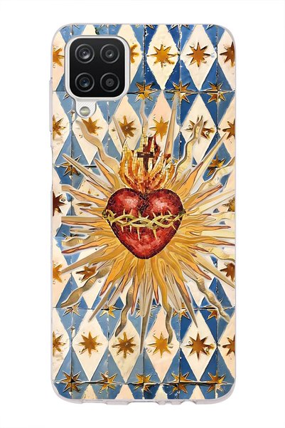 FLAMENKO Samsung Galaxy A12 / M12 Compatible Vintage Sun and Heart Pattern Tr...