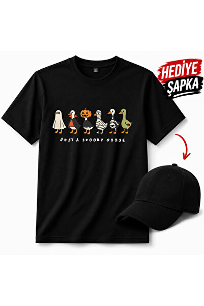 barsdepo Tricou cu imprimeu rață de Halloween, tricou unisex supradimensionat...