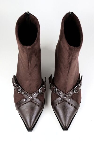 VARENZA WOMAN SHOES Süet & Cilt Çift Toklaı arkadan fermuarlı kadın Kalın top...