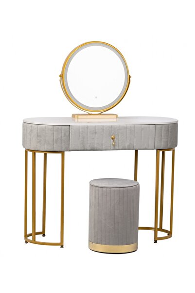 Mobatelier Set BOHEMIA LONG – Masă de Toaletă pentru Machiaj, Oglindă Ilumina...
