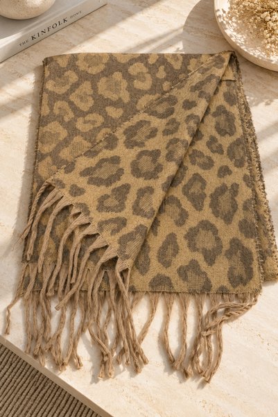 Goldmine Yeni Sezon Çift Taraflı Puffy Lightweight Viral Leopar Atkı