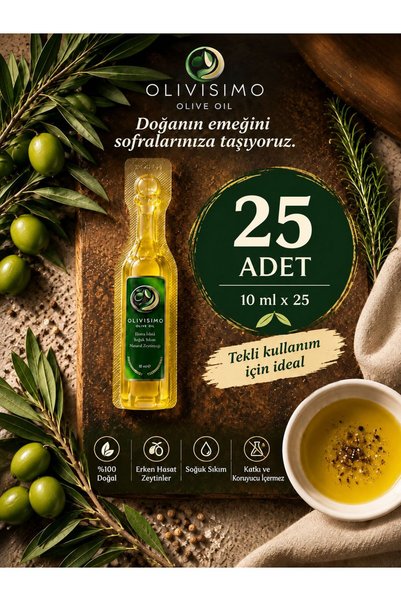 Olivisimo Erken Hasat Soğuk Sıkım Natürel Sızma Zeytinyağı Deneme Boyu 10 Ml x 25 adet
