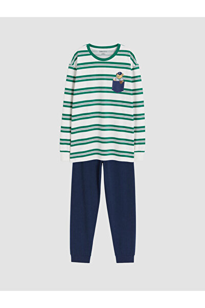 LC Waikiki Rmz Gi̇yi̇m Farkiyla Zero Roba Collar Boys' Pajama Set