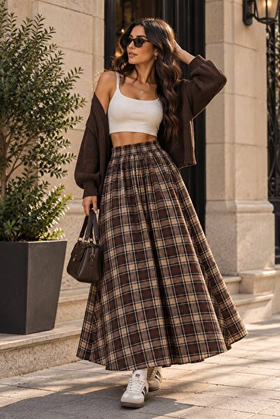 LiliaBoutique Kadın Premium Lastikli Cepli Günlük Rahat Etek Poplin Kumaş (95...