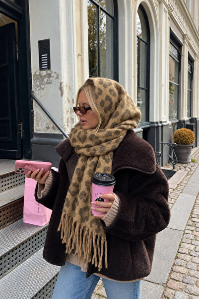 Goldmine Yeni Sezon Çift Taraflı Puffy Lightweight Viral Leopar Atkı