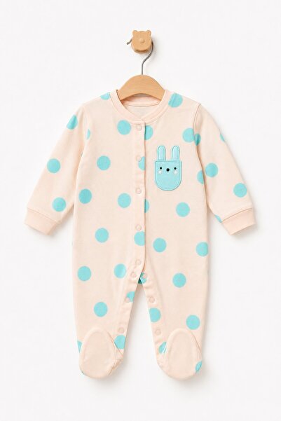 Aziz Bebe Baby Girl Snap Fastener Patterned Booties Jumpsuit 0 Month 6 Month