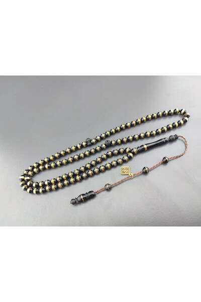 İskeçe Tesbih Halil Hilmi Master's Work Copper Spiral Pearl Black Kuka Prayer Rosary Certified 10551