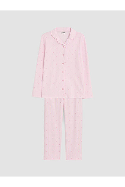 LC Waikiki Quality Pieces from Çelebi Store Shirt Roba Collar Girl's Pajama Set