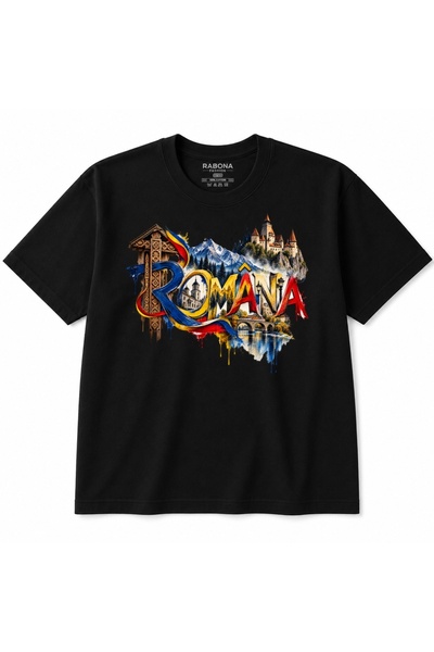 Rabona Fashion Tricou grafic cu repere culturale pictate din România