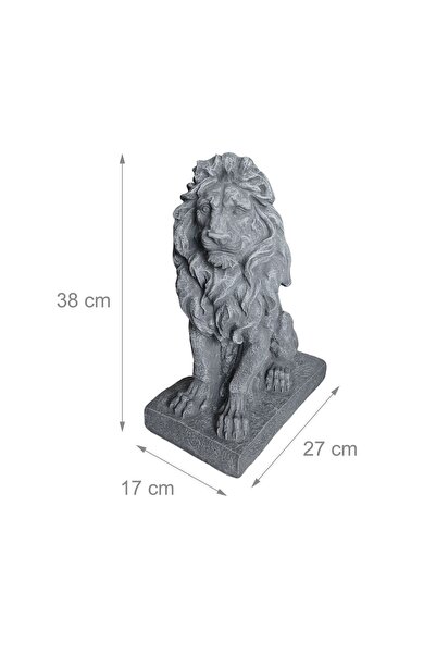 Relaxdays Figurină decorativă de grădină, leu, 38x27x17cm, gri