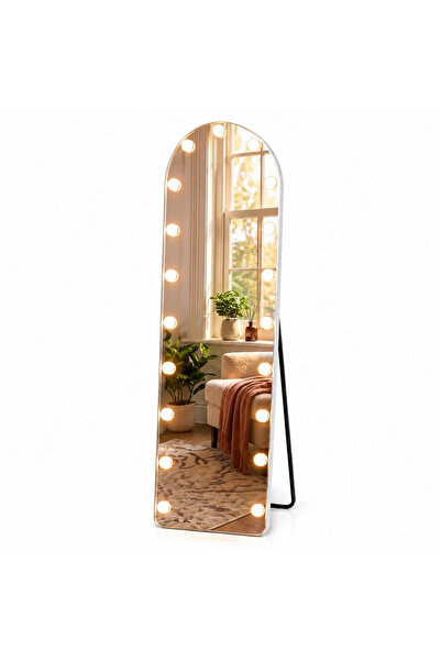 Mobatelier Oglindă Arcuită cu becuri LED, Iluminare Reglabilă, 3 Culori, Cont...