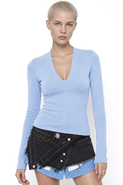 Hiccup BUSEM Slim Fit V Yaka Uzun Kollu Bluz
