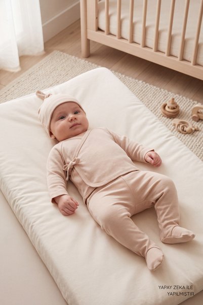 VAUVA 100% Cotton Newborn Baby Set - Double-Breasted Tie-Up Bodysuit and Boot...