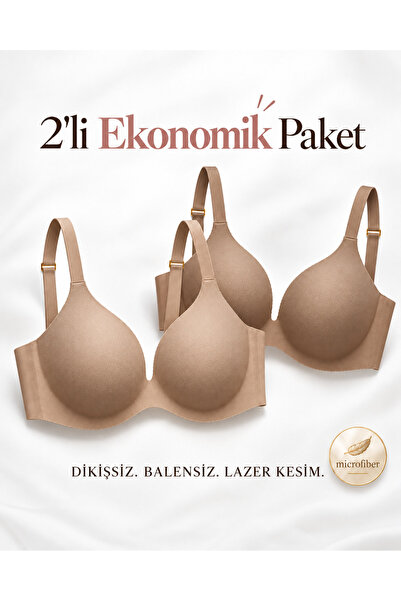 koza iç giyim Economical 2-Pack Wire-Free Laser Bra - Non-Marking, Light Side...