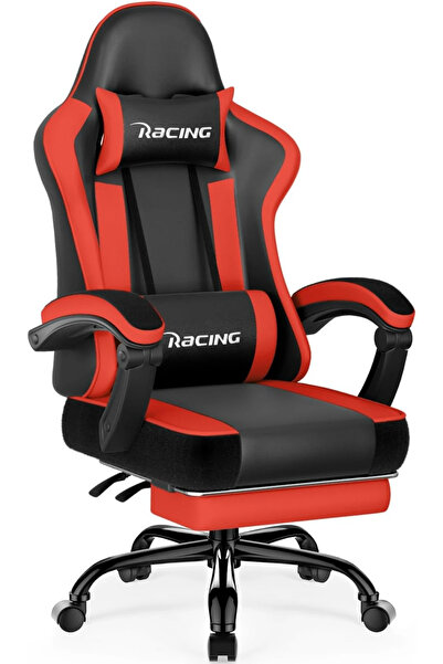 Topscaune Scaun gaming, Masaj în perna lombară, Suport picioare, Rabatabil 90...