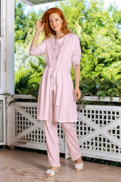 Yeni İnci Women's pajama viscose 3-piece set