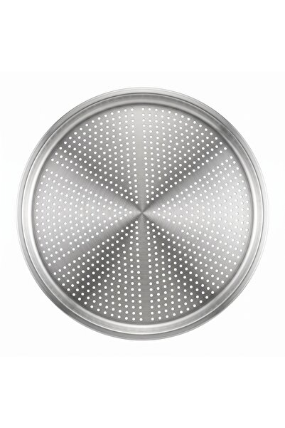Abant Stainless Steel Perforated Pizza Tray 32 cm Medium Size Pita Lahmacun Tray