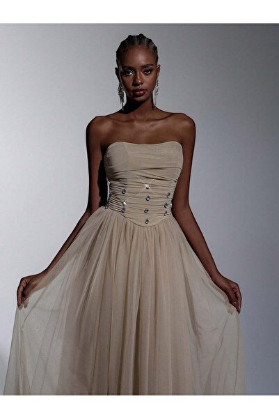 Sheya Rochie maxi, bej