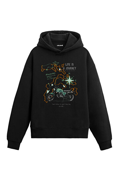 Colermi Life Is a Journey Vintage Motorcycle Design Hooded Sweatshirt