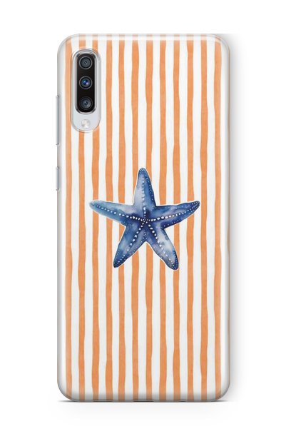 FLAMENKO Samsung Galaxy A70 Compatible Starfish Patterned Transparent Phone Case