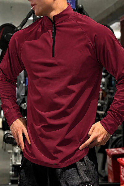 GENIUS STORE Erkek Yarım Fermuarlı Compression Uzun Kol Spor Tişört ve Fitnes...