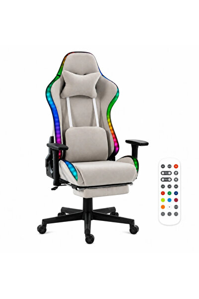 Topscaune Scaun Gaming cu RGB, Iluminare LED Multicolor, Telecomanda, Cotiere...