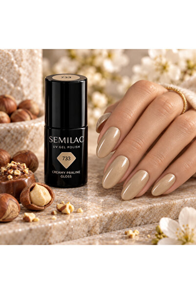 Semilac 733 Creamy Praline Gloss - Ημιμόνιμο Βερνίκι Νυχιών 7ml