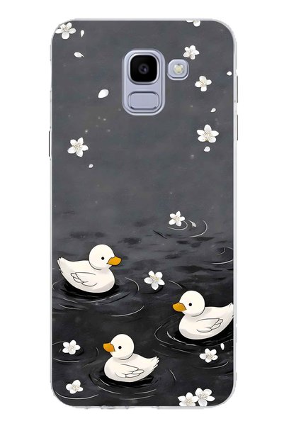 FLAMENKO Samsung Galaxy J6 Compatible Little Ducks Patterned Transparent Phon...