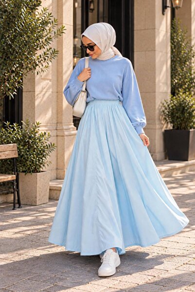 LiliaBoutique Kadın Premium Lastikli Cepli Günlük Rahat Etek Poplin Kumaş (95...