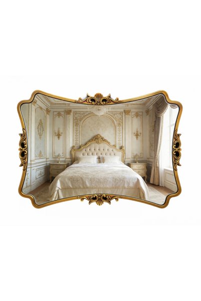 Mobatelier Oglindă decorativă de perete, ramă aurie antichizată, 60x80 cm