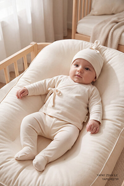 VAUVA 100% Cotton Newborn Baby Set - Double-Breasted Tie-Up Bodysuit and Boot...