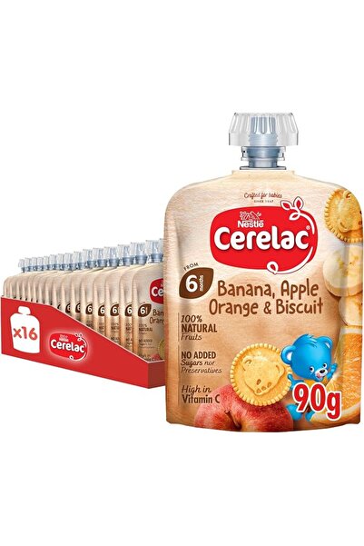 Cerelac نستله طعام أطفال: عصير فواكه وبسكويت في كيس - موز، تفاح، برتقال وبسكو...