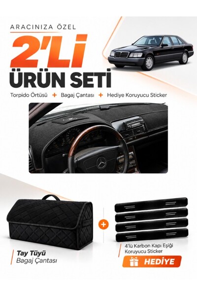 e-biz Mercedes W140 (1991-1998) Compatible Glove Box Cover + Tay Tüy Luggage ...