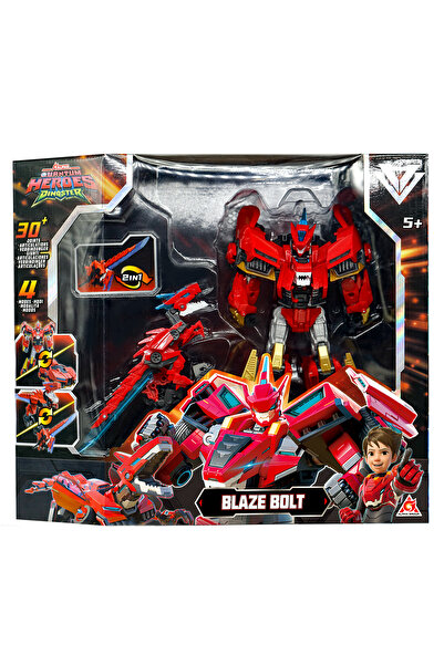dinoster Игрови комплект с робот трансформър Blaze Bolt 4 в 1, 20 см, с аксес...