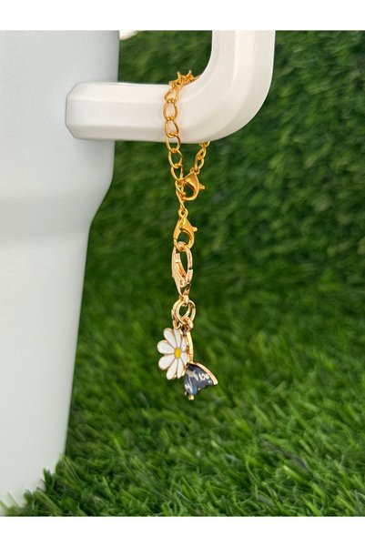 YuccaCo Accessorize Your Life Butterfly Daisy Double Thermos Ornament/ Butterfly Daisy Figure Thermos Charm/Flower Bag Charm
