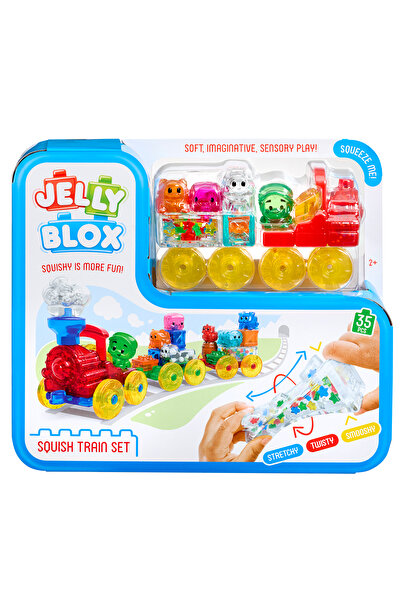 Jelly Blox Set de construcție senzorială Trenuleț Squish, 35 de piese, 2 ani+