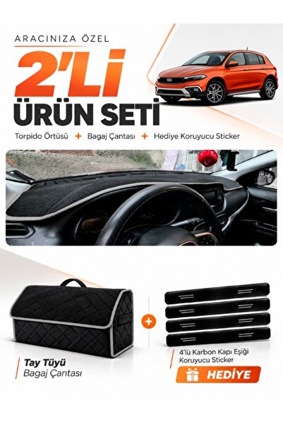 e-biz Fi̇at Egea Cross (2021-2026) Tablet-Free Compatible Dashboard Cover + F...