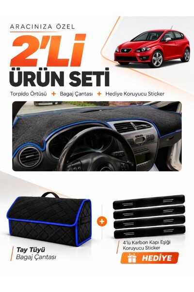 e-biz Seat Leon (2005-2012) Compatible Glove Box Cover + Tay Feather Trunk Ba...