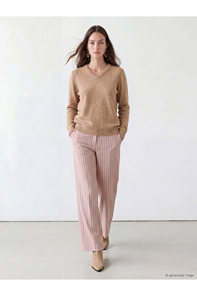 LC Waikiki Nevavm Lcw Modest Pink Striped Standard & Regular Wide Leg Women's...