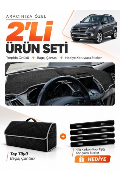 e-biz Ford Kuga (2015-2019) Compatible Glove Box Cover + Thai Feather Trunk B...