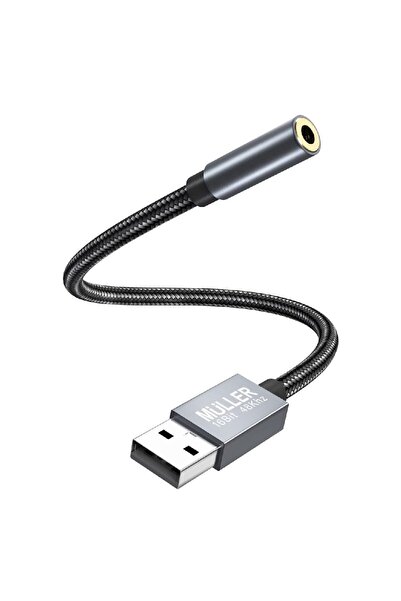 Müller ®   Adaptor audio, placă de sunet externă, USB tată la mufă TRRS 3.5 m...