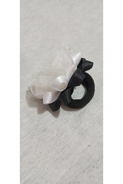 UcDa El Yapımı 6.5x6.5 cm Beyaz Gül Detaylı Renkli Kurdele Lastik Toka