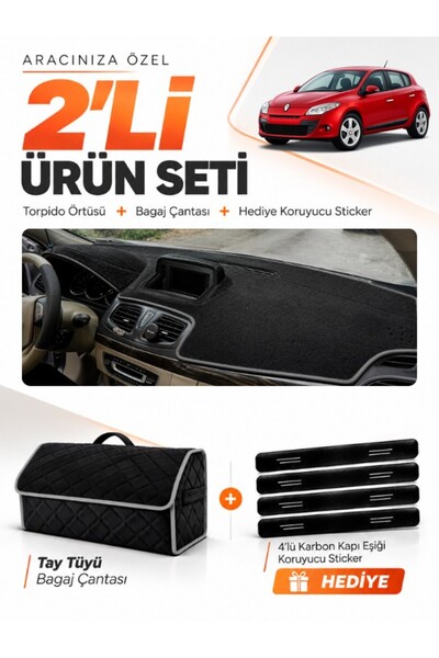 e-biz Renault Megane 3 Li̇f Ekran (2008-2015) Compatible Dashboard Cover + Ta...