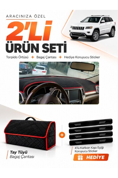e-biz Jeep Grand Cherokee (2014-2020) Compatible Dashboard Cover + Tay Feathe...