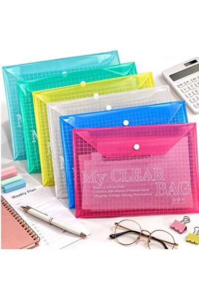 JML Mape Transparente pentru Documente A4, 12/set, cu Capsa, Model Carouri, o...