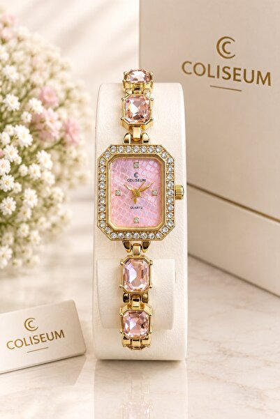 Coliseum Pembe Taşlı Kadın Kol Saati