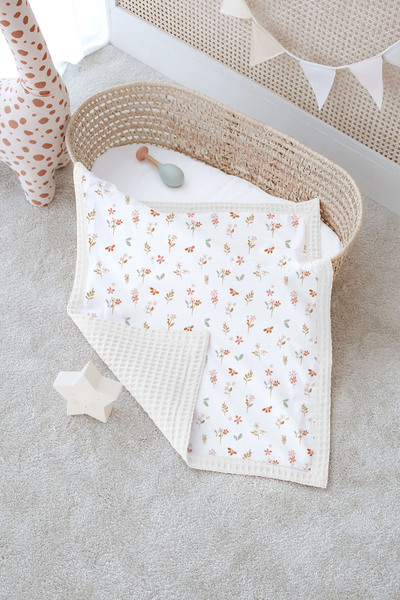 Tuğba Kuğu Double-Sided Baby Blanket, 100% Cotton Waffle Pique |   Pillowcase...